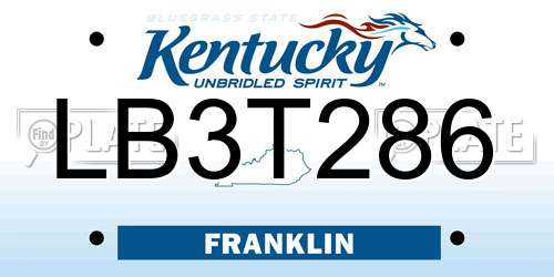 LB3T286 Kentucky License Plate