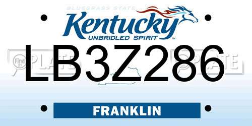 LB3Z286 Kentucky License Plate