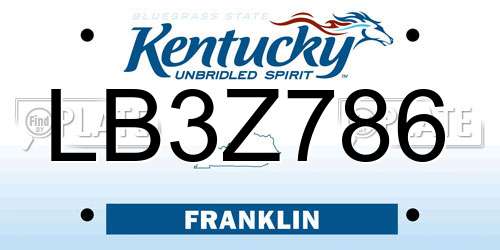LB3Z786 Kentucky License Plate