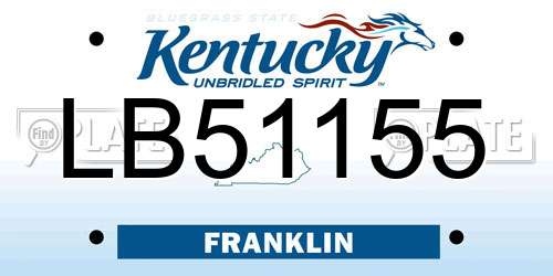 LB51155 Kentucky License Plate