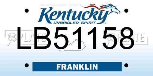 LB51158 Kentucky License Plate
