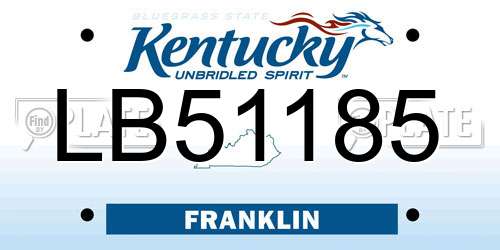 LB51185 Kentucky License Plate