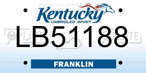 LB51188 Kentucky License Plate