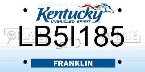 LB5I185 Kentucky License Plate