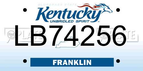 LB74256 Kentucky License Plate