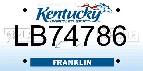 LB74786 Kentucky License Plate