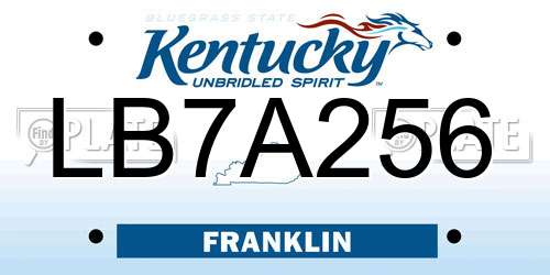 LB7A256 Kentucky License Plate