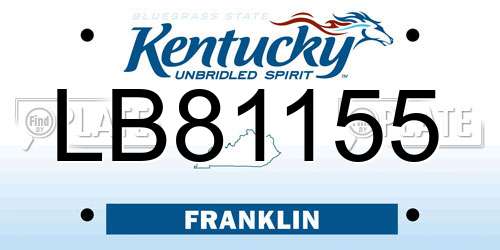 LB81155 Kentucky License Plate