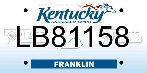 LB81158 Kentucky License Plate