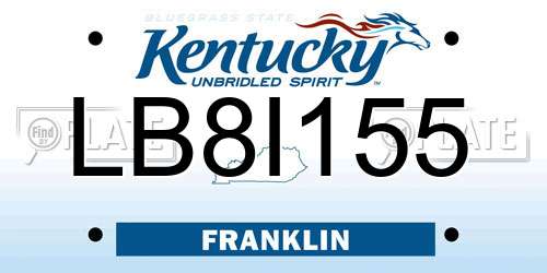LB8I155 Kentucky License Plate