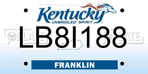 LB8I188 Kentucky License Plate