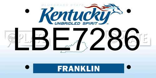 LBE7286 Kentucky License Plate