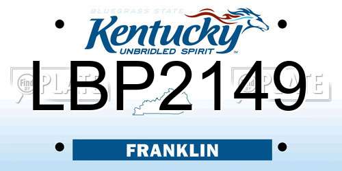 LBP2149 Kentucky License Plate