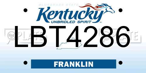 LBT4286 Kentucky License Plate