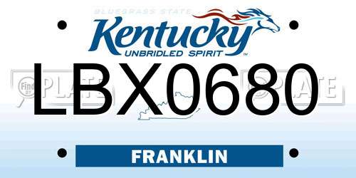 LBX0680 Kentucky License Plate