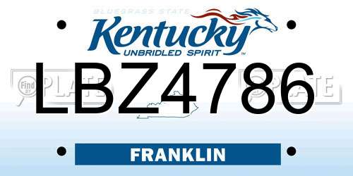 LBZ4786 Kentucky License Plate
