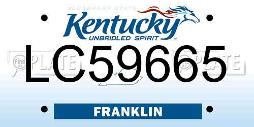 LC59665 Kentucky License Plate