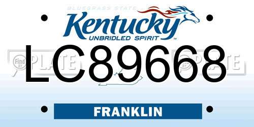 LC89668 Kentucky License Plate