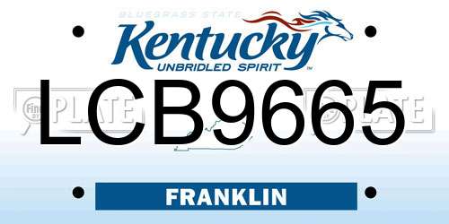 LCB9665 Kentucky License Plate