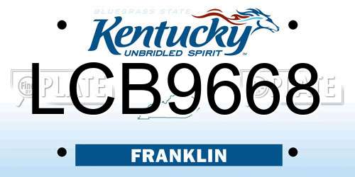 LCB9668 Kentucky License Plate