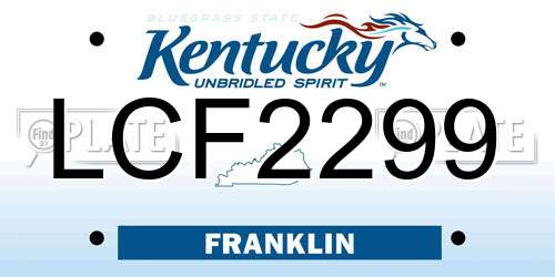 LCF2299 Kentucky License Plate