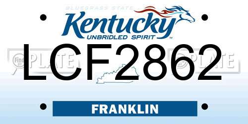 LCF2862 Kentucky License Plate