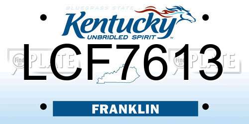 LCF7613 Kentucky License Plate