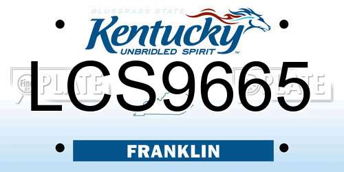 LCS9665 Kentucky License Plate