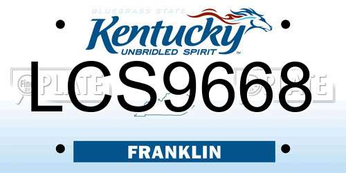LCS9668 Kentucky License Plate