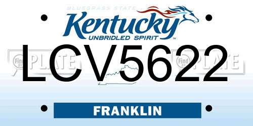 LCV5622 Kentucky License Plate