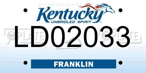 LD02033 Kentucky License Plate
