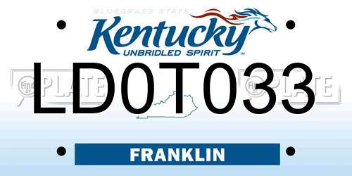LD0T033 Kentucky License Plate