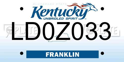LD0Z033 Kentucky License Plate