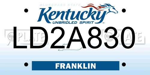 LD2A830 Kentucky License Plate
