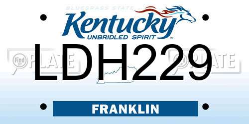 LDH229 Kentucky License Plate