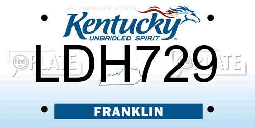 LDH729 Kentucky License Plate