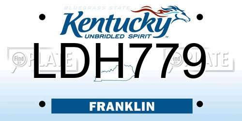 LDH779 Kentucky License Plate