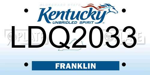 LDQ2033 Kentucky License Plate