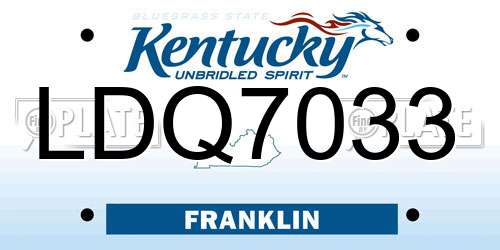 LDQ7033 Kentucky License Plate