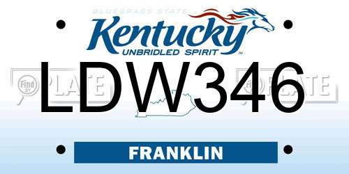 LDW346 Kentucky License Plate