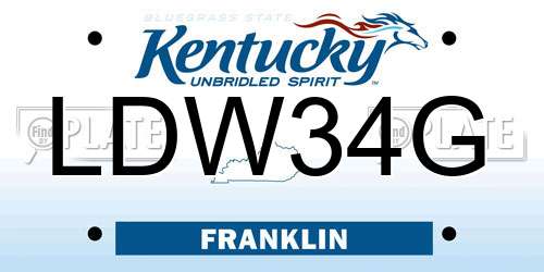 LDW34G Kentucky License Plate