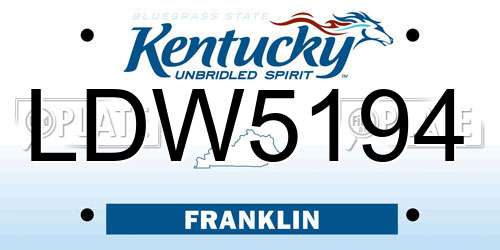 LDW5194 Kentucky License Plate