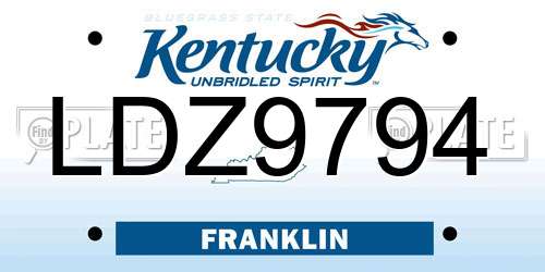 LDZ9794 Kentucky License Plate