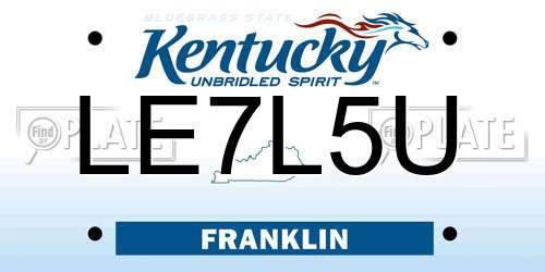 LE7L5U Kentucky License Plate