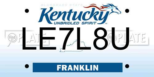 LE7L8U Kentucky License Plate