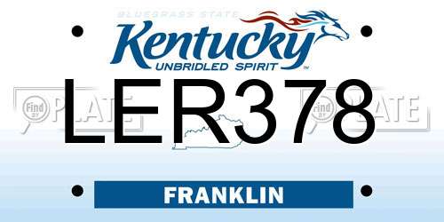 LER378 Kentucky License Plate