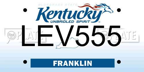 LEV555 Kentucky License Plate