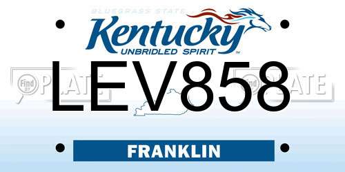 LEV858 Kentucky License Plate