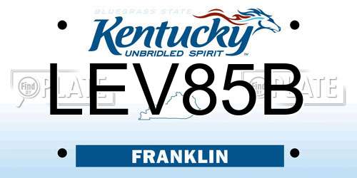 LEV85B Kentucky License Plate
