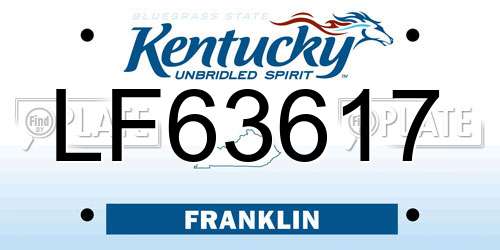 LF63617 Kentucky License Plate